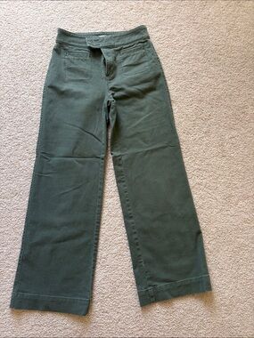 LOFT Palmer Wide Leg Pants in Dark Green